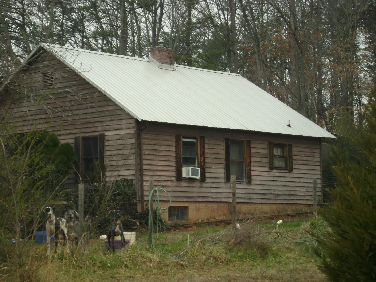 White metal roof on an old wood sided farmhouse, from a Asphalt Shingle Roof Repair job in New Riegel
